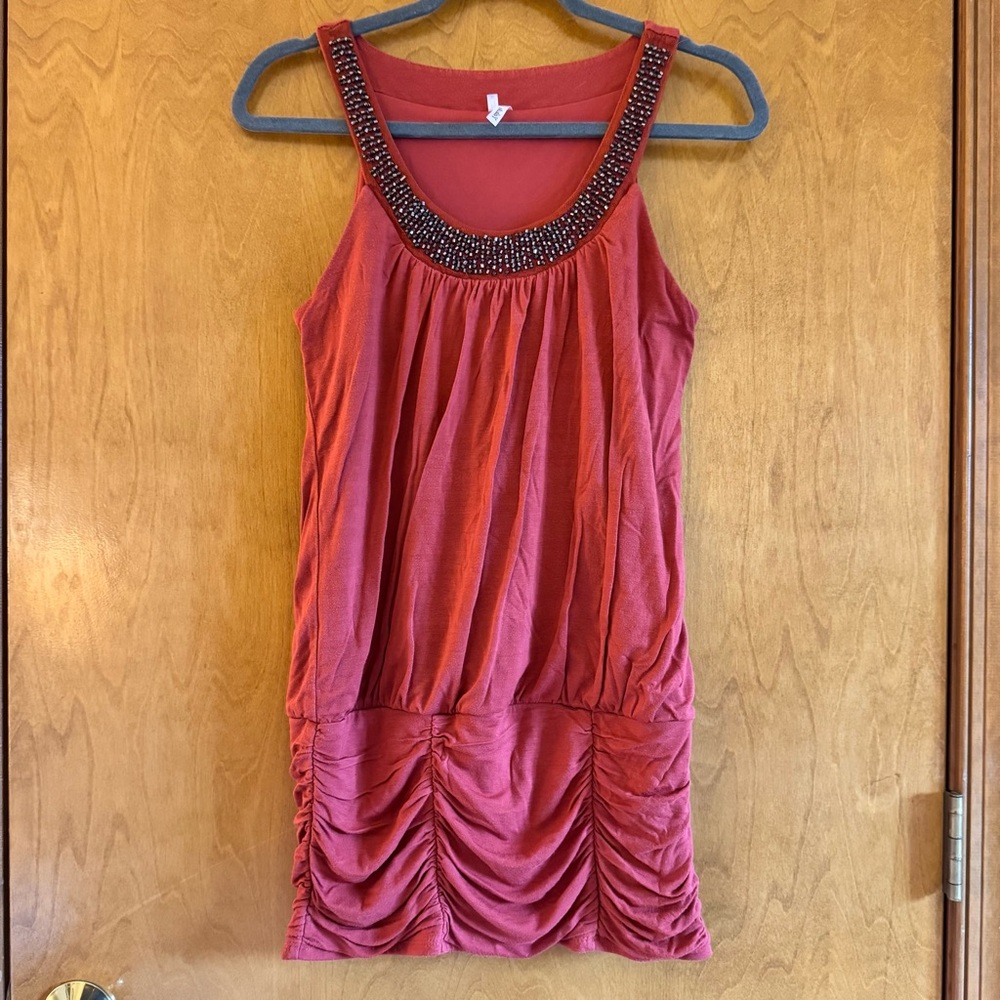 Studio Y Burnt Orange Knit Embellished Tank Size M